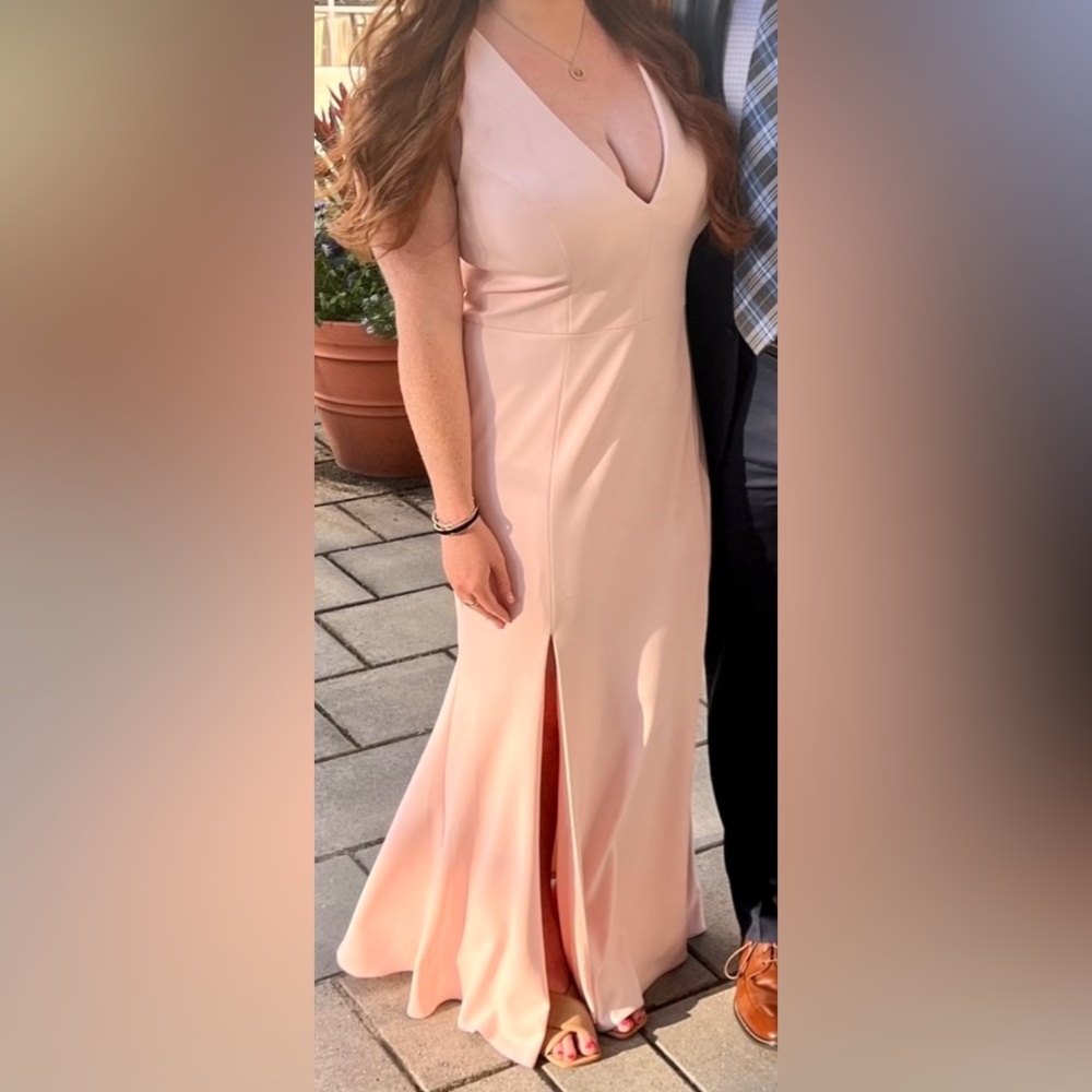 Soft Pink Floor Length Bill Levkoff Fitted Dress